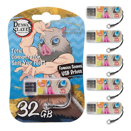 Pack C/5 Usb Verbatim 32gb Demon Slayer Hashibira Inosuke Color Blanco