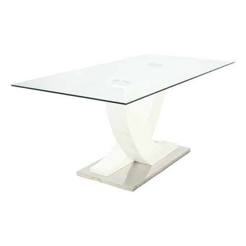 Mesa De Comedor Moderna Madera Vidrio - Duna 180 Blanco