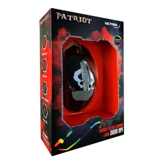 Mouse Gamer Netmak Patriot Retroiluminado Rgb 3600dpi Color Negro