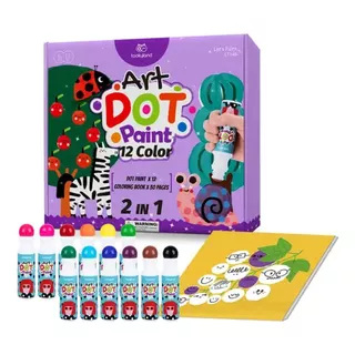 Set Pintura Para Niños 12 Colores Puntillismo Kit Arte Diy