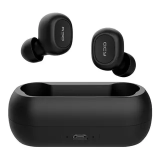 Audífonos In-ear Inalámbricos Qcy T1c Negro Con Luz Negro Led Bluetooth 5.0