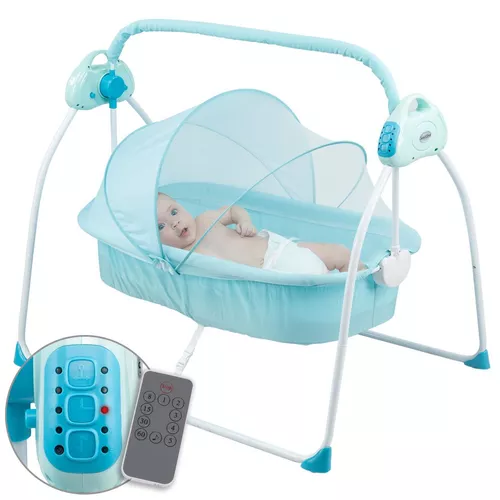 Mecedora Electrica Para Bebe Moises Cuna Columpio Mosquitero Color Rosa