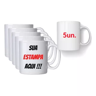 5 Caneca Xicara Personalizar Logo Frase Café Texto