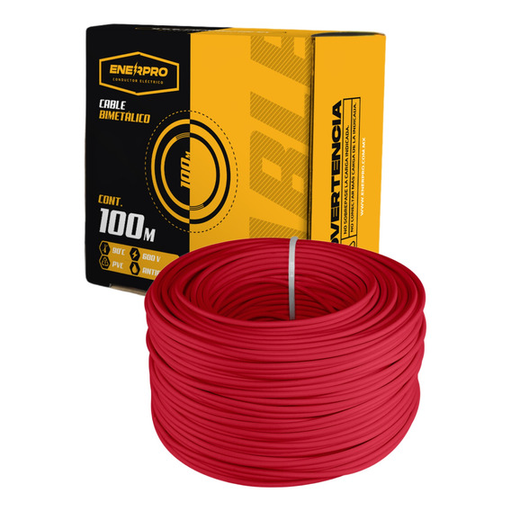 Cable Eléctrico Thw Bimetalico Calibre #12 Rojo