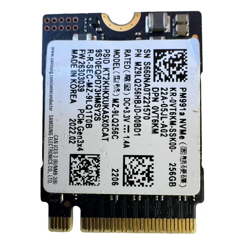 Ssd Samsung Pm991 256gb M.2 2280 Pcie Nvme Pcie Gen3*4 Cor