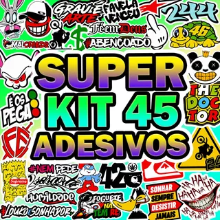 Kit 45 Adesivos Carro Moto Caminhão Capacete Bike Grau Frase