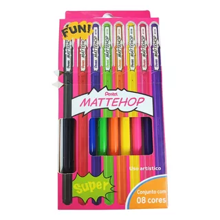 Kit 8 Cores Caneta Pentel Mattehop 1.0mm