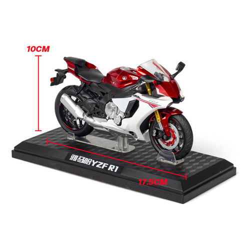 Auto/Camioneta a escala Genérica Moto Yamaha Yzf R1 Miniatura 1:12 Con Base, Llavero, Casco 1:12 color rojo