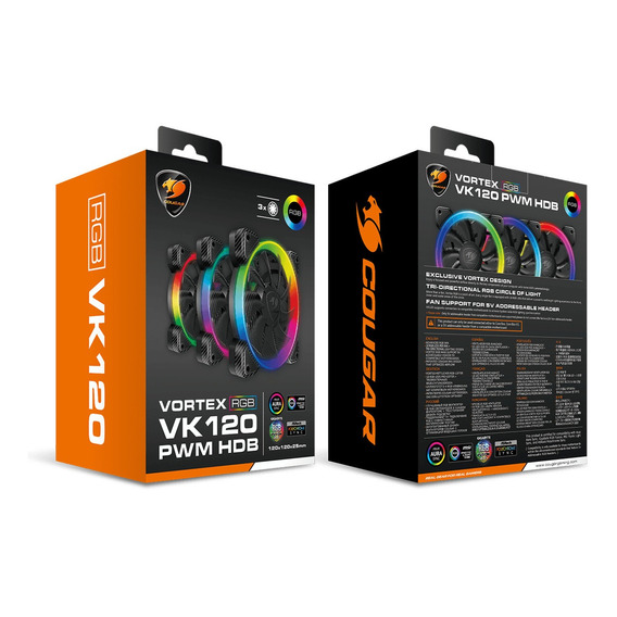 Kit De 3 Ventiladores Gamer Cougar Vortex Vk 120 Argb