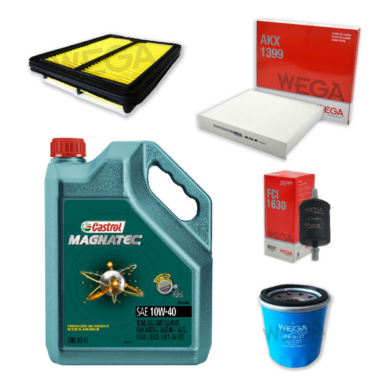 Kit 4 Filtros + 4l Aceite Castrol 10w40 Nissan Kicks 1.6