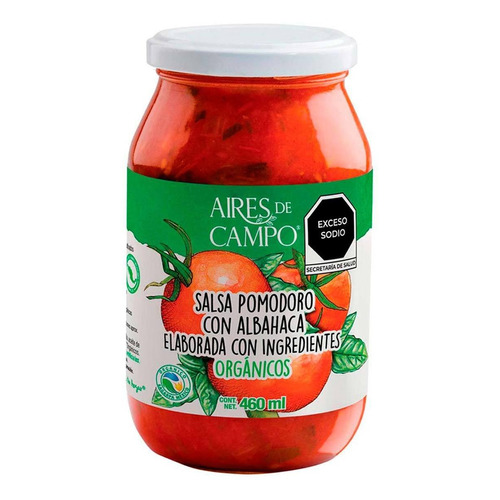 Salsa Aires De Campo Pomodoro Con Albahaca Orgánica 460ml