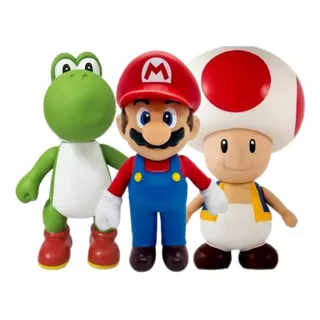 Kit Bonecos Super Mario Bross Yoshi Toad Diversão Crianças