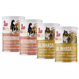 Kit 4 Latas Ração Úmida Natural Cães Bistequinha + Galinhada