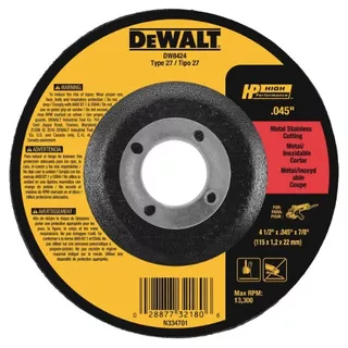 Disco De Corte Dewalt Usa 4 1/2 X 0 45 X 7/8 Dw8424 (2 Unds)