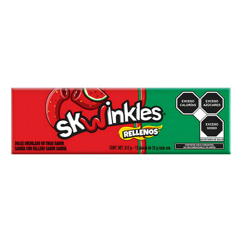 Skwinkles, 12 Pzs Dulce Enchilado Relleno Sabor Sandía, 26 G