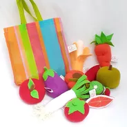 Juguete Frutas Y Verduras De Tela Comida Y Bolsa De Compras