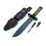 Bayoneta Negra Pedernal Brújula Supervivencia Funda Rígida