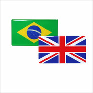 Adesivos Bandeira Brasil E Grã Bretanha - Inglaterra Resina 