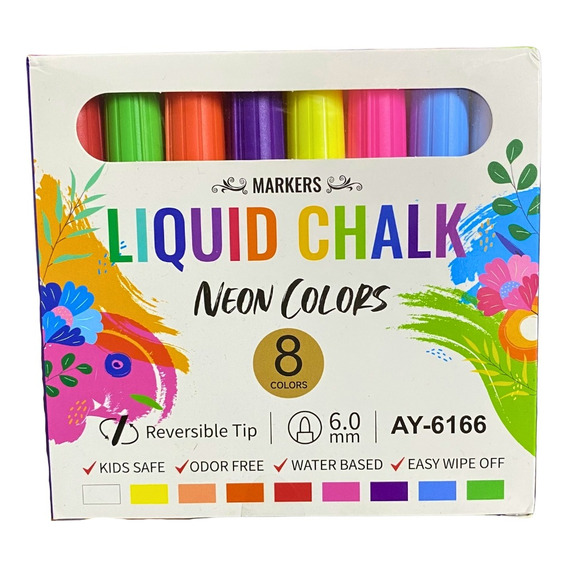 Marcadores Tiza Liquida X8uds Colores Neón Dibujo Arte 