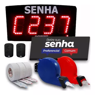 Kit Senha Eletrônica Comum Preferencial Painel Dispensadores