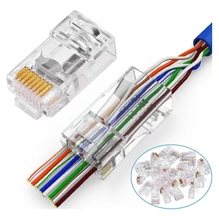 Conector Rj45 Cat6 Pass Through - Pack 50 Unidades