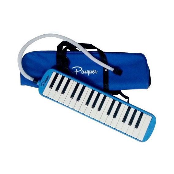 Melodica A Piano Parquer 32 Notas Con Funda Manguera Color Azul