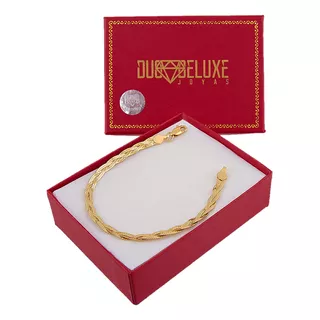 Pulsera Unisex Trenzadat 5mm Platabañooro24k Duodeluxejoyas®