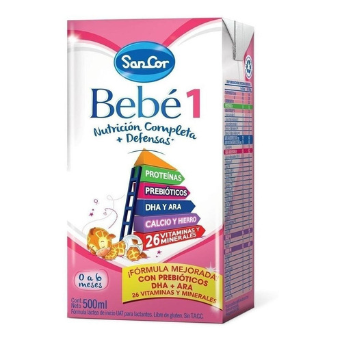 Mead Johnson SanCor Bebé 1 Líquida - Original - Brick - 24 - 500 g - 500 mL