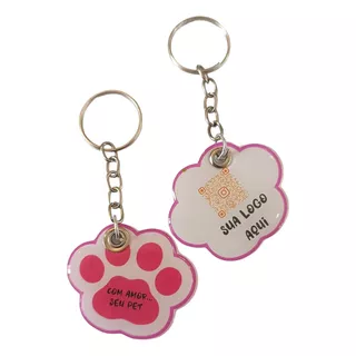 30 Chaveiro Personalizado Patinha Rosa Pet Shop Brinde