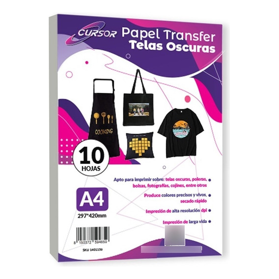 Papel Transfer Telas Oscuras Con Papel Siliconado 10 Hojs A4