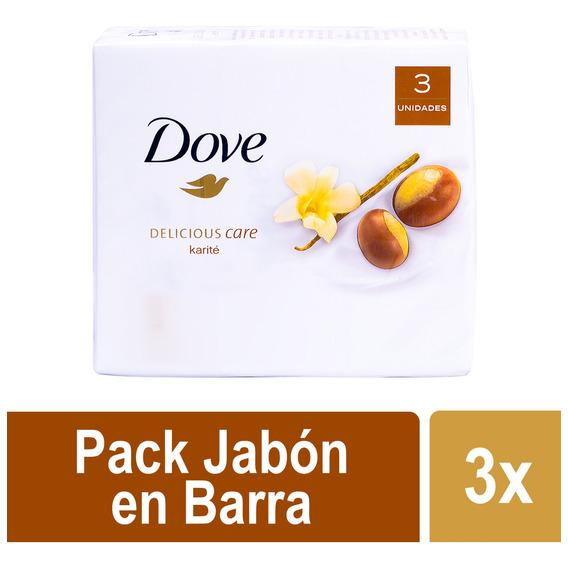 Dove Jabón Barra Karite Y Vainilla 3unid. De 90gr