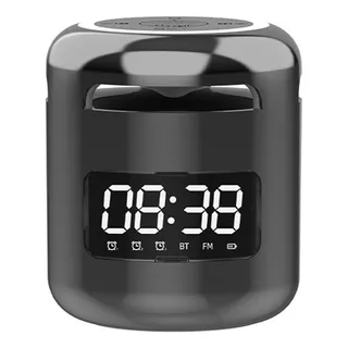 Rádio Relógio Caixinha De Som Fm Bluetooth Despertador Cor Preto Bivolt