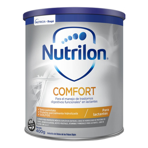 Leche de fórmula en polvo sin TACC Nutricia Bagó Nutrilon Comfort en lata de 1 de 400g - 0 meses a 2 años