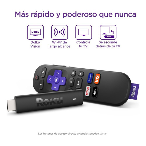 Roku Stick 4k Color Negro Tipo de control remoto De voz