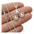 cadena aretes topos y dije perlas corazón - cadena singapur 50cm