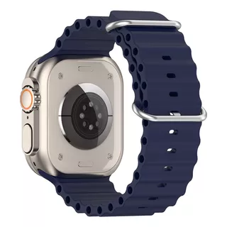 Pulseira Ondas Para Apple Watch Ultra 49mm E 45mm 44mm 42mm Cor Azul