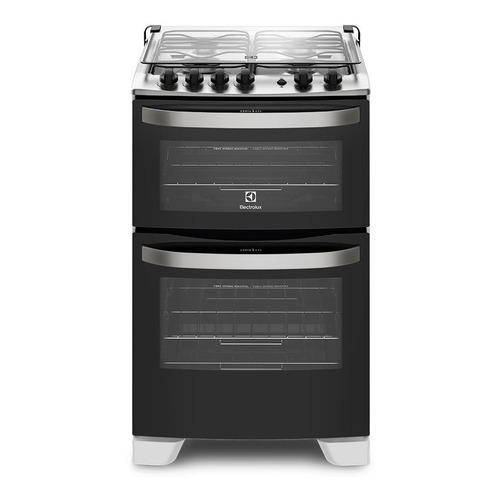 Cocina Electrolux 56DBQ a gas/eléctrica 4 hornallas  inox/blanca 220V puerta con visor 108.5L con doble horno