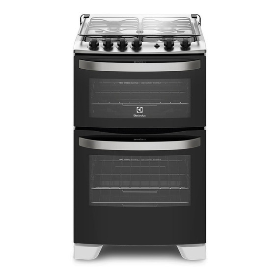 Cocina Electrolux 56DBQ a gas/eléctrica 4 hornallas  inox y blanca 220V puerta con visor 108.5L con horno doble