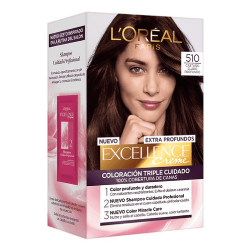 Kit Tinta L'Oréal Paris  Excellence Extra profundos tono 510 castaño claro profundo para cabello