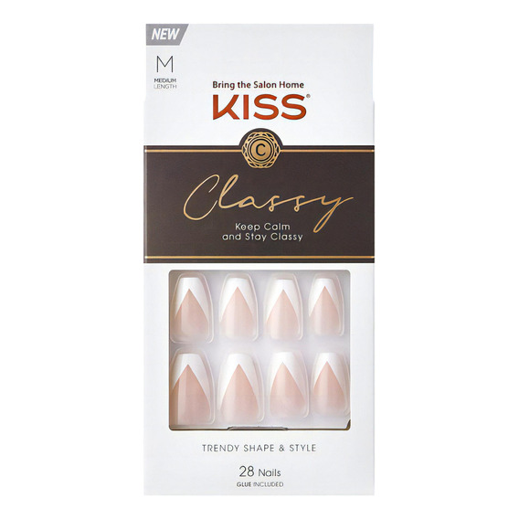 Uñas Adhesivas Kiss Impress Nails - Classy Kcs04 -silk Dress Color Nude