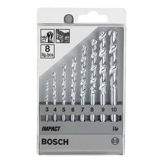 Juego 8 Brocas Para Concreto Bosch Cyl-1 Ø3-4-5-6-7-8-9-10mm