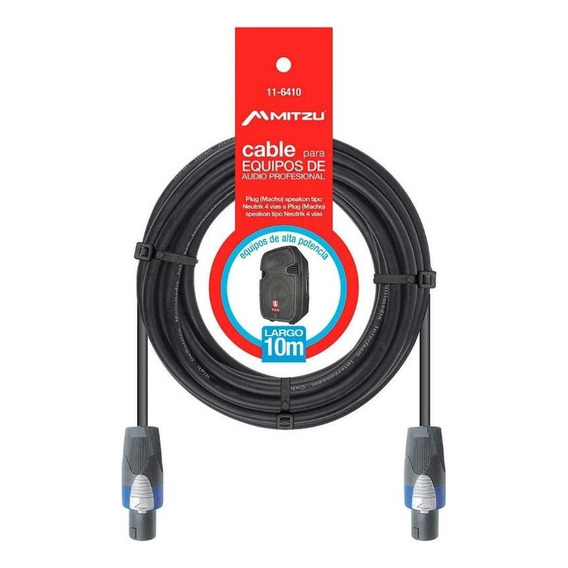 Cable Speakon Plug Macho A Macho Mitzu 10-6410 10mts