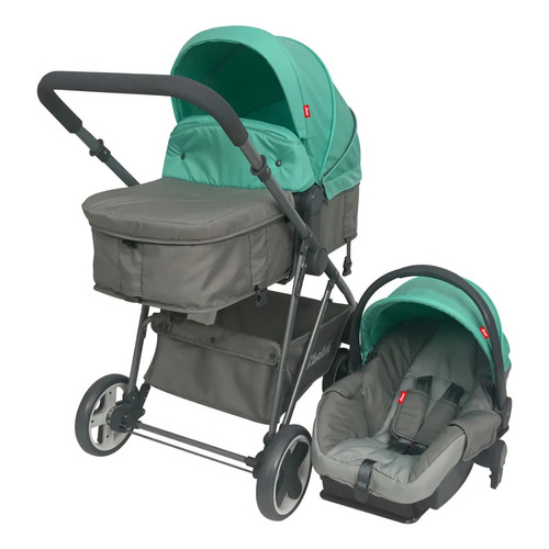 Carriola de paseo D'bebé Travel system Queen menta con chasis color gris oscuro