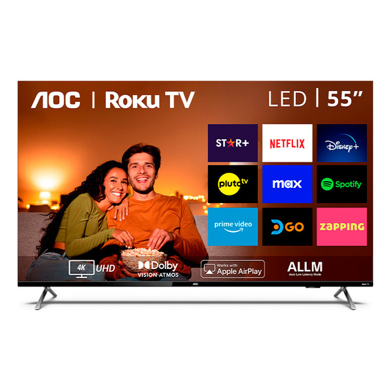 Smart TV AOC 55U6125/78G LED Roku OS 4K 55" 110V/240V Negro