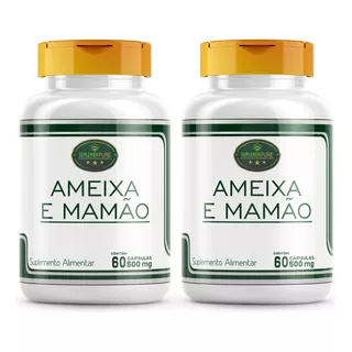 Ameixa E Mamão 120 Caps 2 Potes Efeito Laxante 100% Natural