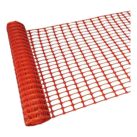Malla Red Obra Valla Plástica Seguridad Naranja 40mts Rollo Geométrico