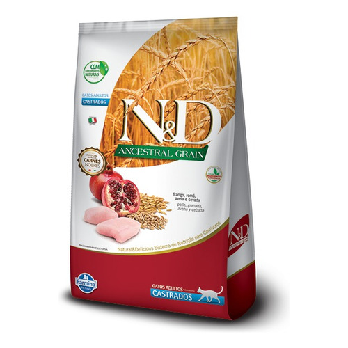 Alimento Natural & Delicious Ancestral Grain Castrados para gato adulto sabor pollo y granada en bolsa de 1.5kg