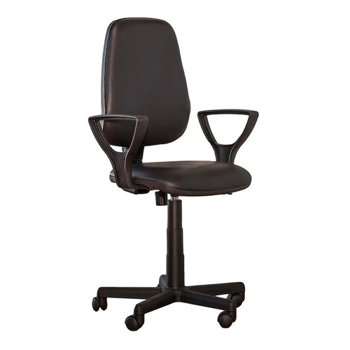 Silla de escritorio JMI Rudy alta con brazos 3188 ergonómica  negra con tapizado de cuero sintético