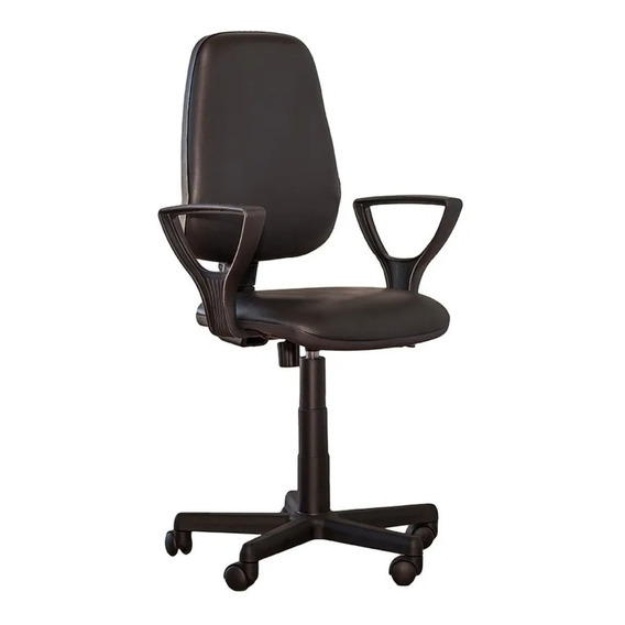 Silla de escritorio JMI Rudy alta con brazos 3188 ergonómica  negra con tapizado de cuero sintético