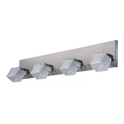 Aplique 4 Luces Cromo Moderno Con Led Baño Acero Inoxidable